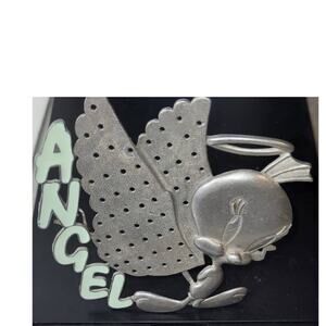 1996 Vintage Rare Pewter Warner Brother's "Angel Twitty Bird" Earring Holder